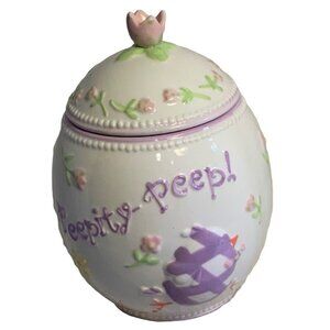 Easter Egg Shaped Treat Jar/ Candy Jar Holder 6.5 inches